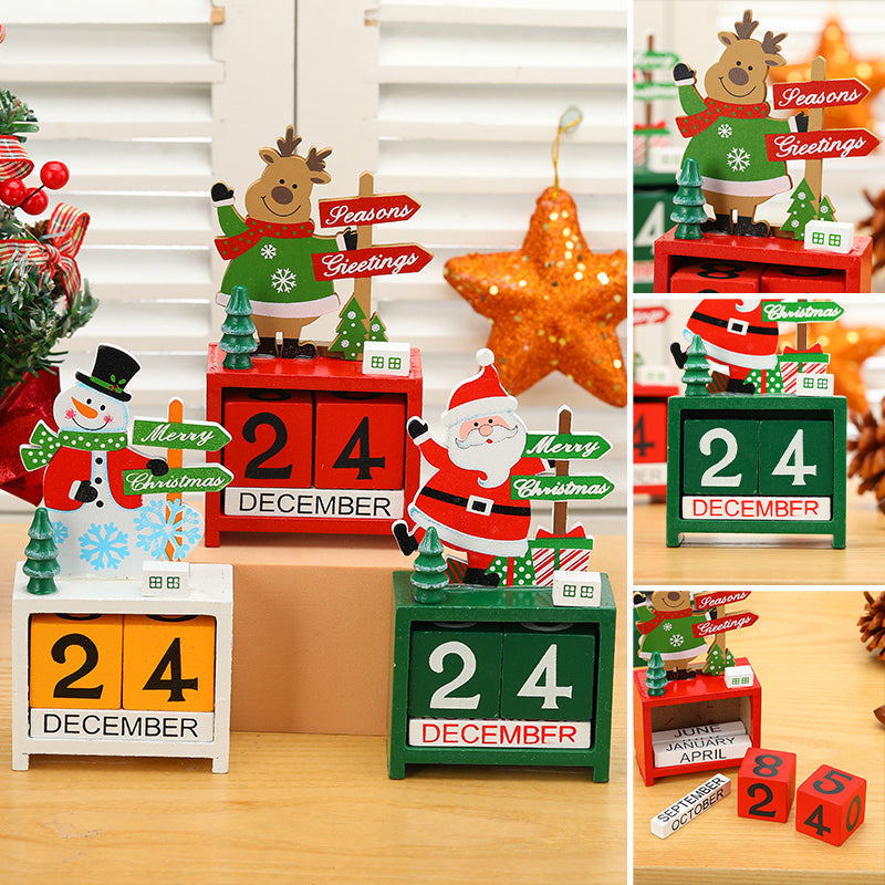 Wooden Christmas Countdown Calendar | Numbered Dates with Carved Figure Design | Eco-Friendly Reusable Wood Decoration 9