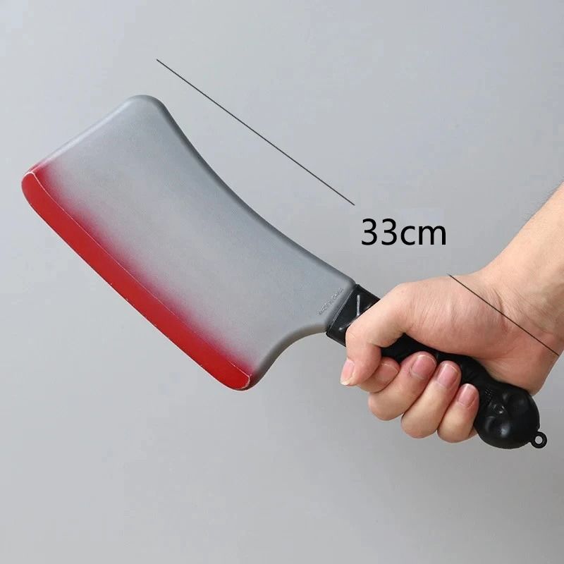 Fake Bloody Knife Prop for Halloween | Realistic Blood Splatter Blade | Safe Rounded-Edge Plastic Costume Prop