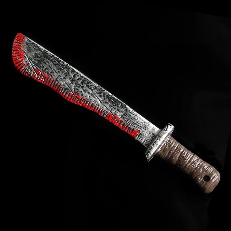 Fake Bloody Knife Prop for Halloween | Realistic Blood Splatter Blade | Safe Rounded-Edge Plastic Costume Prop