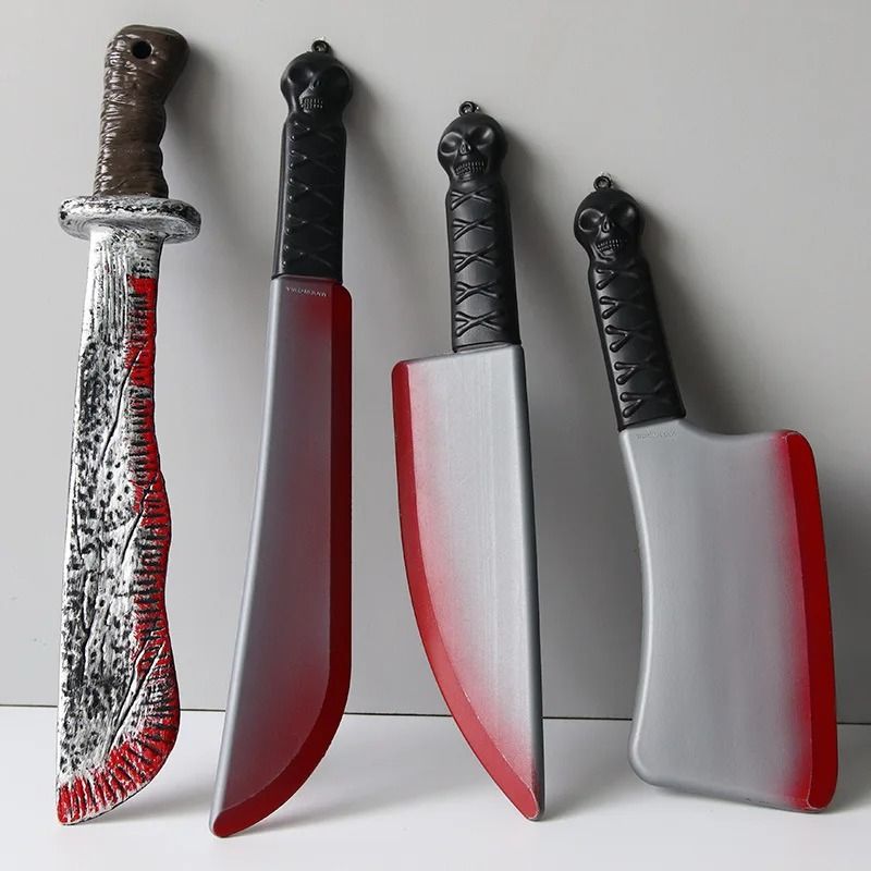 Fake Bloody Knife Prop for Halloween | Realistic Blood Splatter Blade | Safe Rounded-Edge Plastic Costume Prop