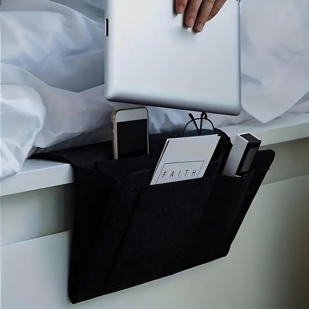 Felt Bedside Storage Organiser | Pockets And Cable Slot