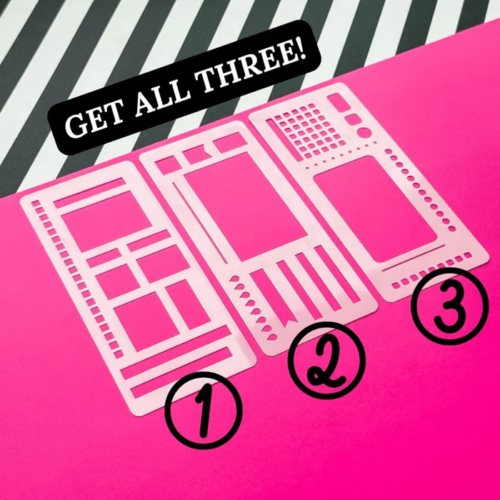 Flexible Mylar Dot Grid Stencil Set 3-Pack | Fits 5mm Journal Grids | Crisp Lines, Clean Boxes & Layouts Every Page
