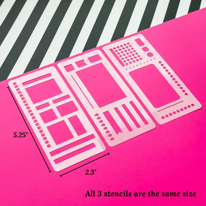 Flexible Mylar Dot Grid Stencil Set 3-Pack | Fits 5mm Journal Grids | Crisp Lines, Clean Boxes & Layouts Every Page