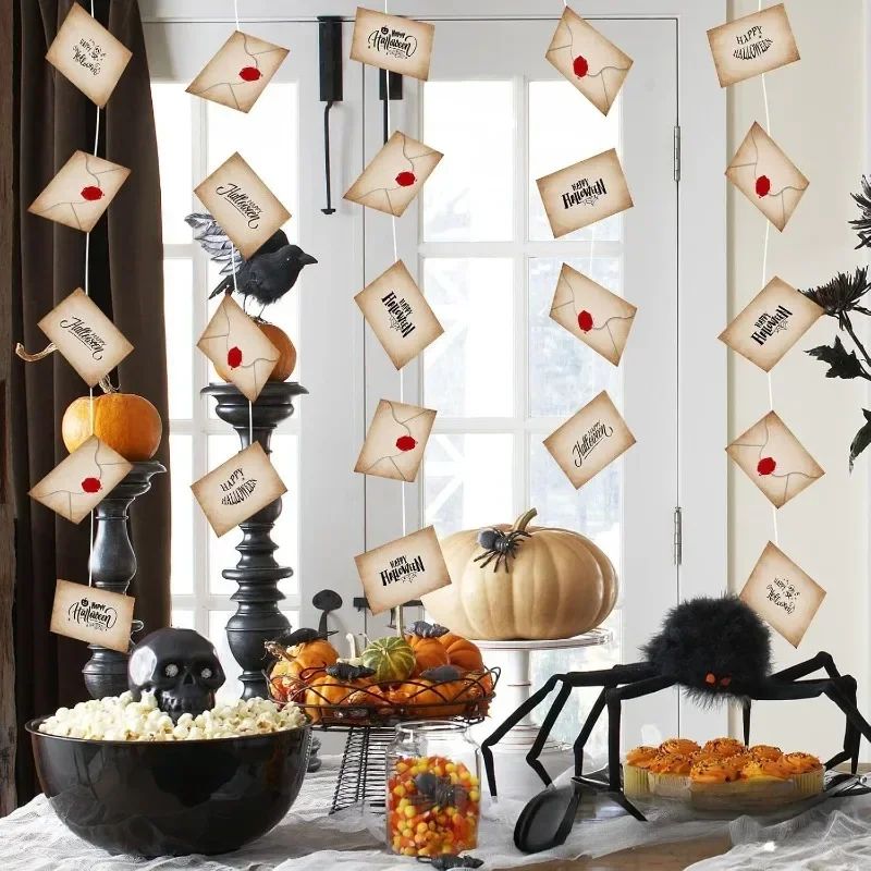 Floating Acceptance Letter Banner Wizard Theme | 20pcs Hanging Garland, 2 Strings | 300gsm Cardstock, Halloween & Christmas Décor