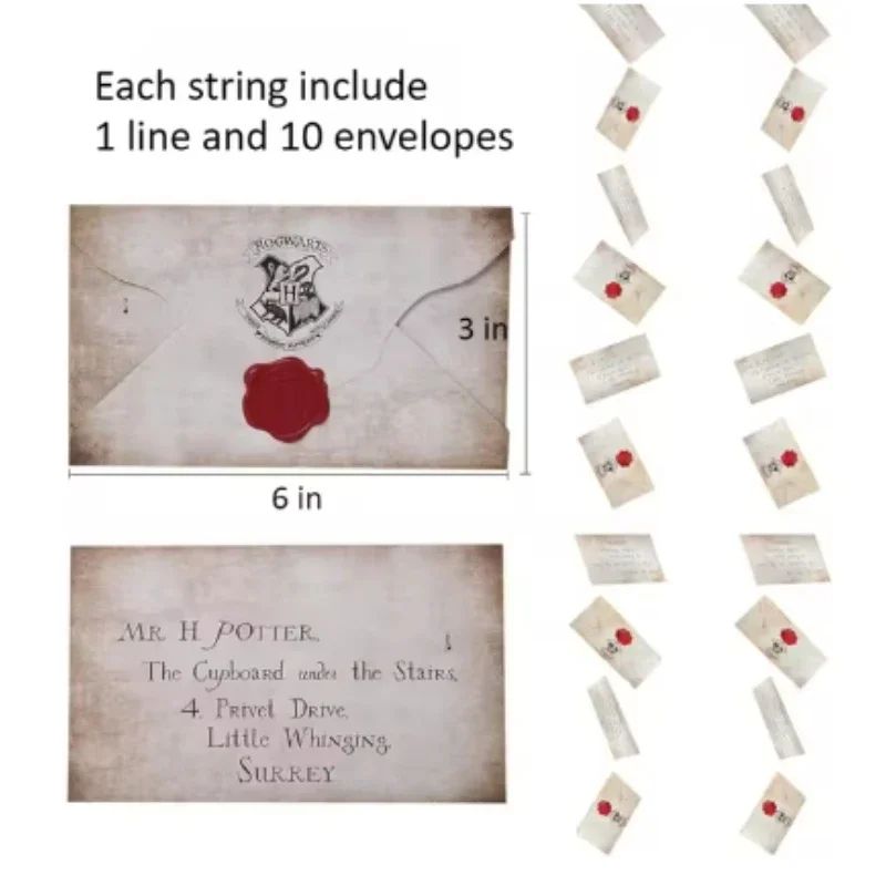 Floating Acceptance Letter Banner Wizard Theme | 20pcs Hanging Garland, 2 Strings | 300gsm Cardstock, Halloween & Christmas Décor