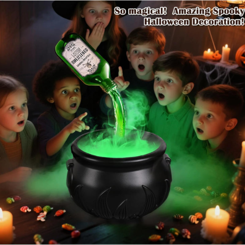Floating Potion Bottle Cauldron Halloween Decoration | Fog Diffuser, Skeleton Props & Splash Baffle | USB Powered Glow Effect