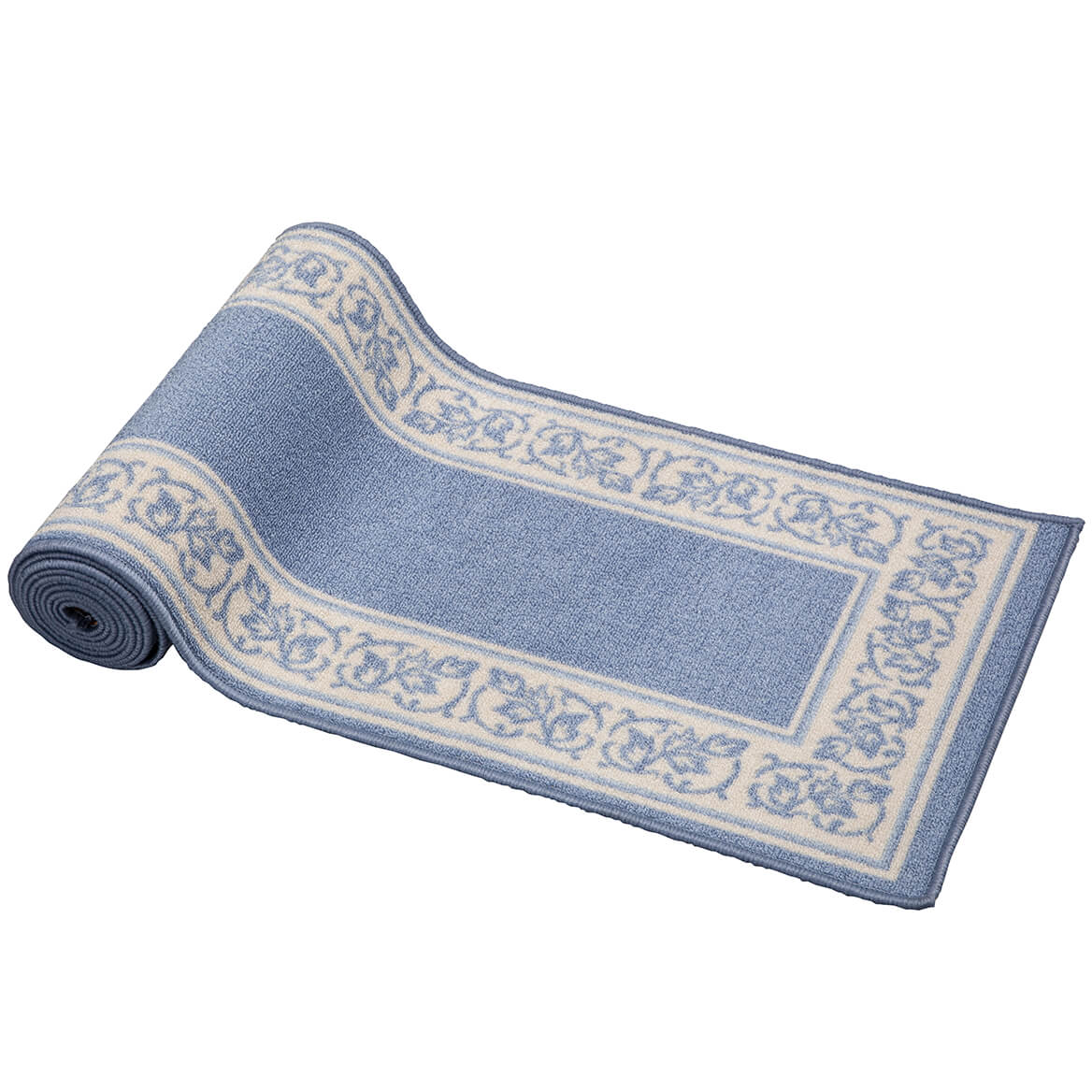 Floral Border Rug 100% Nylon | 5 Sizes, 4 Colours: Blue, Brown, Burgundy, Green | Non-Skid Latex Back, Machine Washable