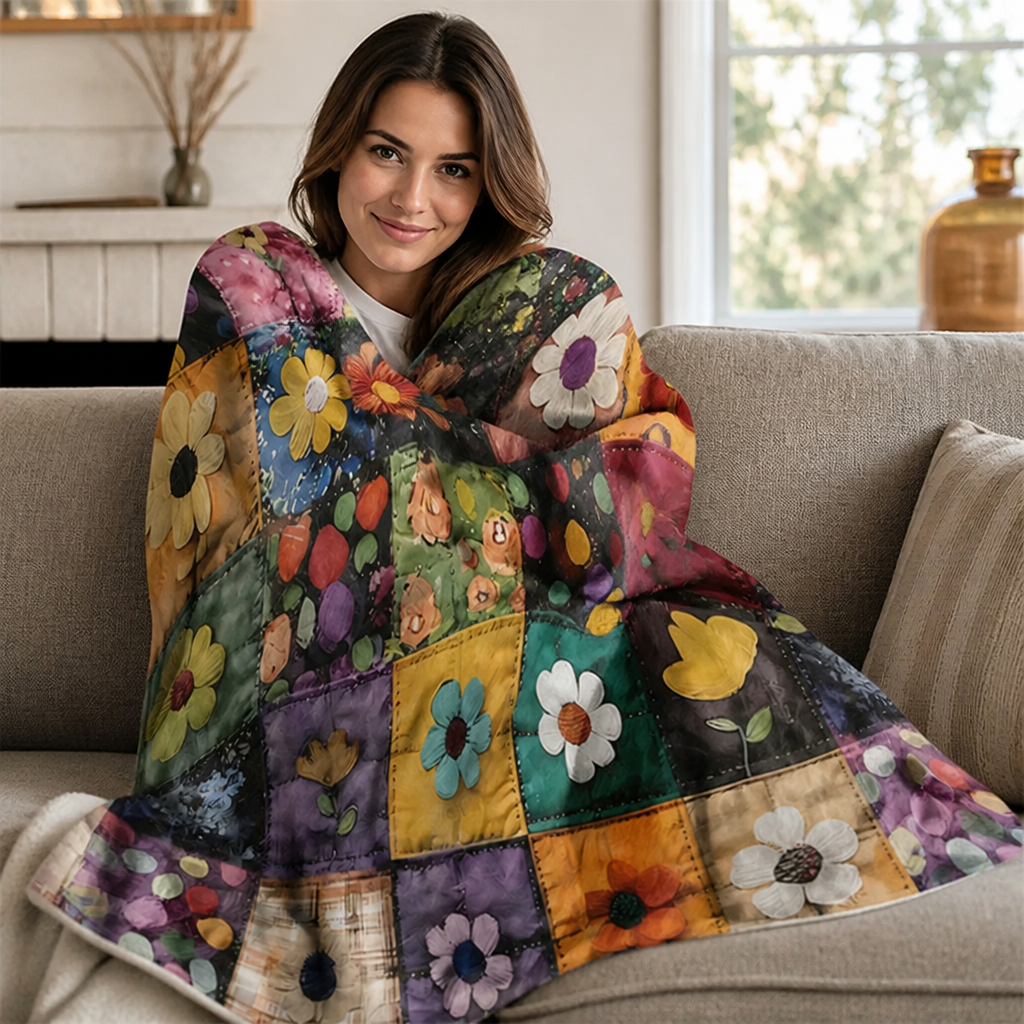 Floral Flannel Blanket | Plush Soft Throw with Vibrant Floral Print | Machine Washable, Fade-Resistant Cosy Comfort