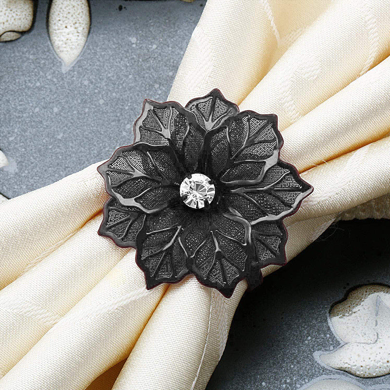 Floral Napkin Rings Stainless Steel | Set of 3 Hollow Flower Design | Rust-Resistant, Holds Napkins Neatly in Place