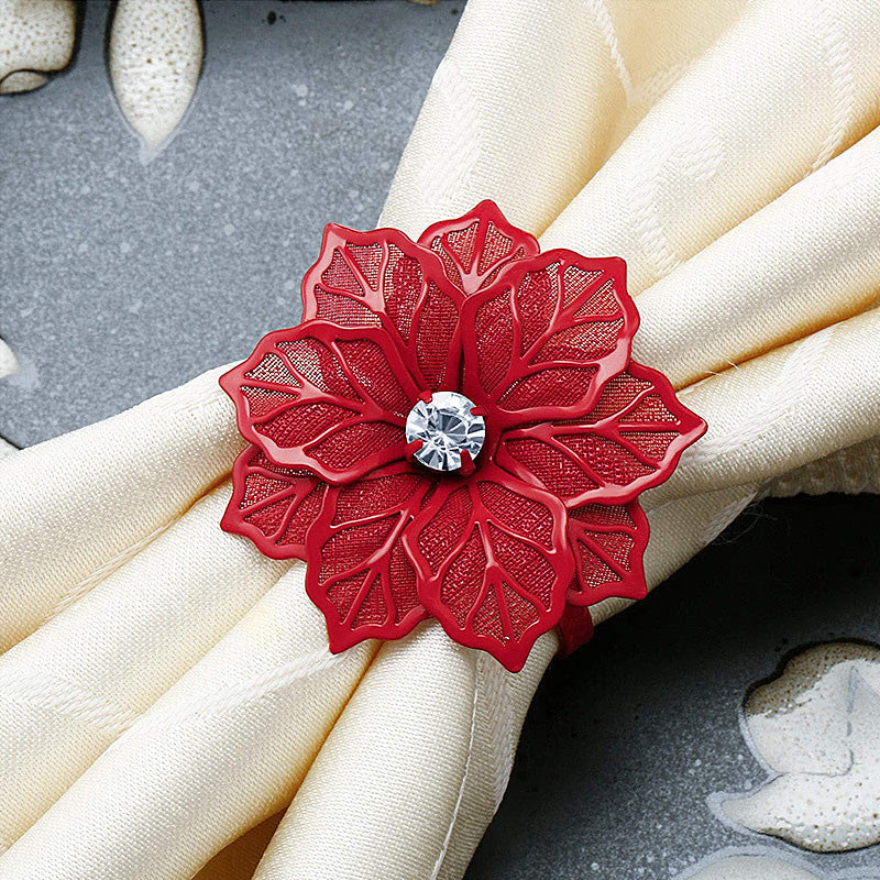 Floral Napkin Rings Stainless Steel | Set of 3 Hollow Flower Design | Rust-Resistant, Holds Napkins Neatly in Place