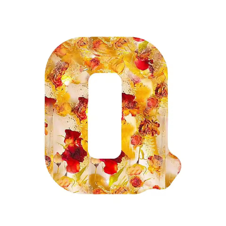 Floral Night Lamp | Resin Letter Light with Pressed Flowers and Fairy Lights