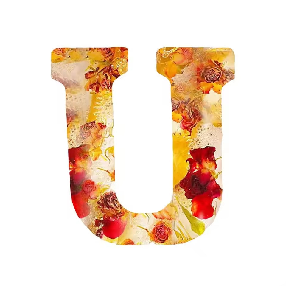 Floral Night Lamp | Resin Letter Light with Pressed Flowers and Fairy Lights