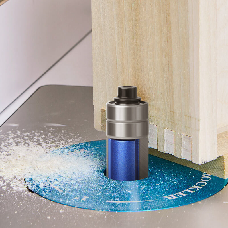 Flush Trim Router Bit Set 4 Pieces | Carbide Cutting Edge with Double Ball Bearing | Blue Nano-Coating for Longer Life
