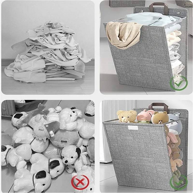 Foldable Adhesive Laundry Basket | Wall-Mounted Clothes Hamper
