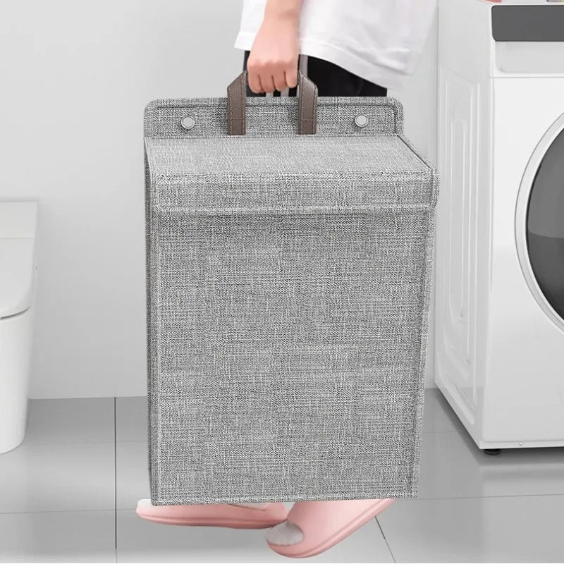 Foldable Adhesive Laundry Basket | Wall-Mounted Clothes Hamper