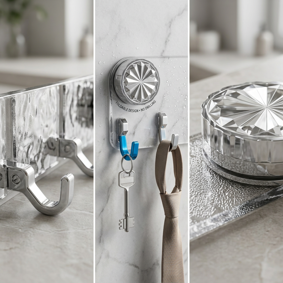 Foldable Self-Adhesive Wall Hook Rack | WallEase No-Drill Design
