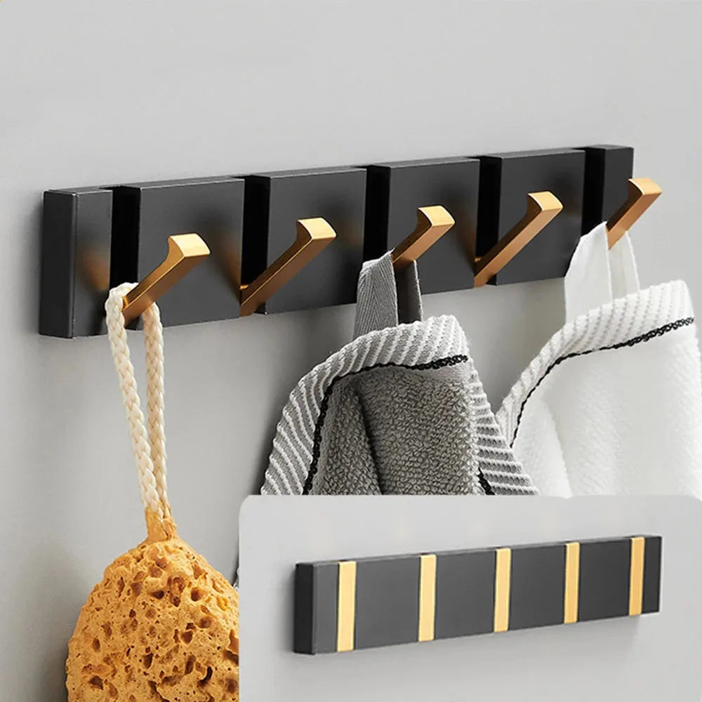 Foldable Wall Coat Hooks | Angled Arms, Slim Backplate
