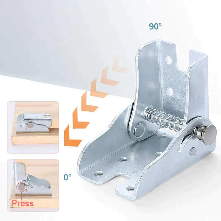 Folding Table Leg Hinge Steel | 90 Degree Spring-Loaded Self-Lock | Rust-Resistant Bracket Holds 120kg for DIY Furniture