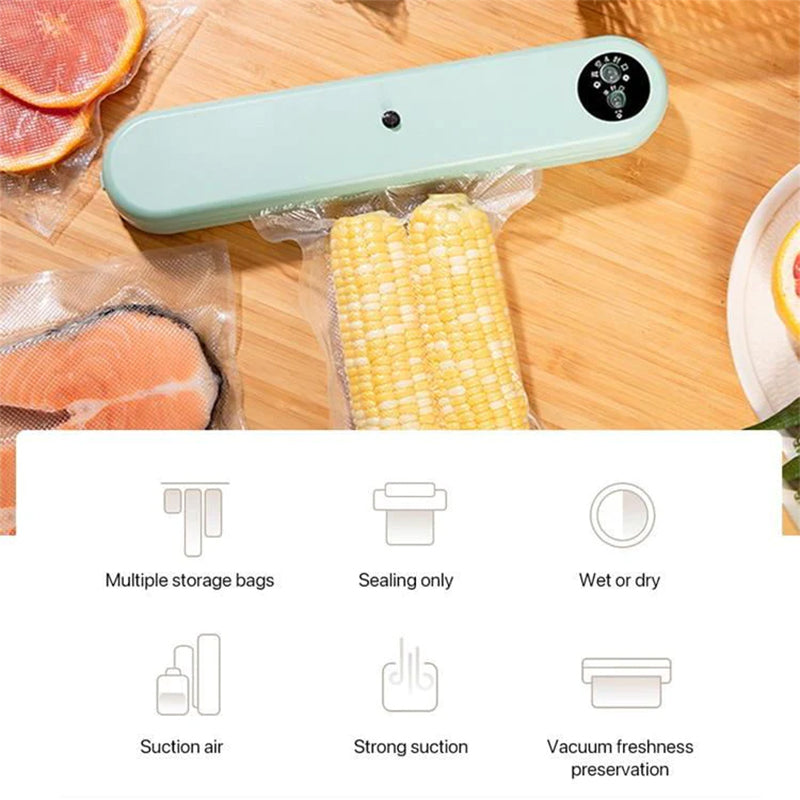 Food Vacuum Sealer ABS Body | One-Touch Vacuum & Seal Modes, 50 Bags Included | Keeps Food Fresh Up to 7x Longer