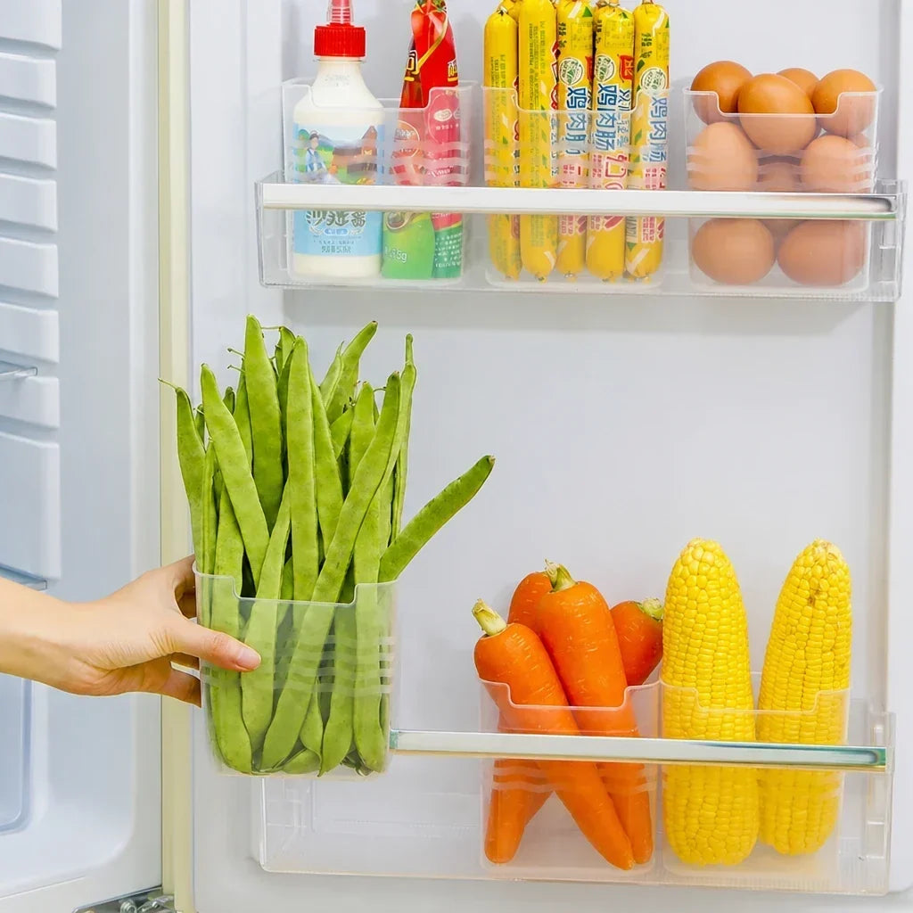 Fridge Door Storage Containers, Food-Safe Plastic | Set of 5 Stackable Bins, Open-Top Access | Organise Fridge Shelves Fast