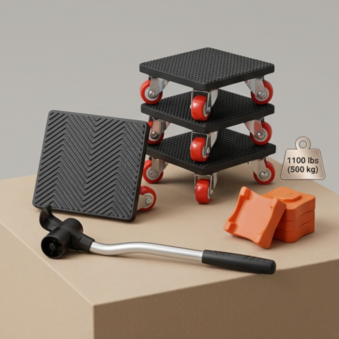 Furniture Moving Tool Set | Lever Bar & 360° Swivel Wheels | Lifts Up to 1,102 lbs Without Help or Floor Damage