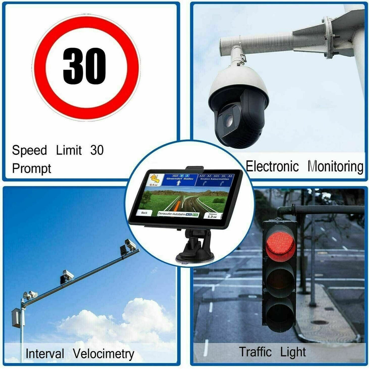 GPS Navigation System | Live Traffic Updates, Lane Guidance & Speed Camera Alerts | Pre-Loaded UK & EU Maps for Cars & Trucks