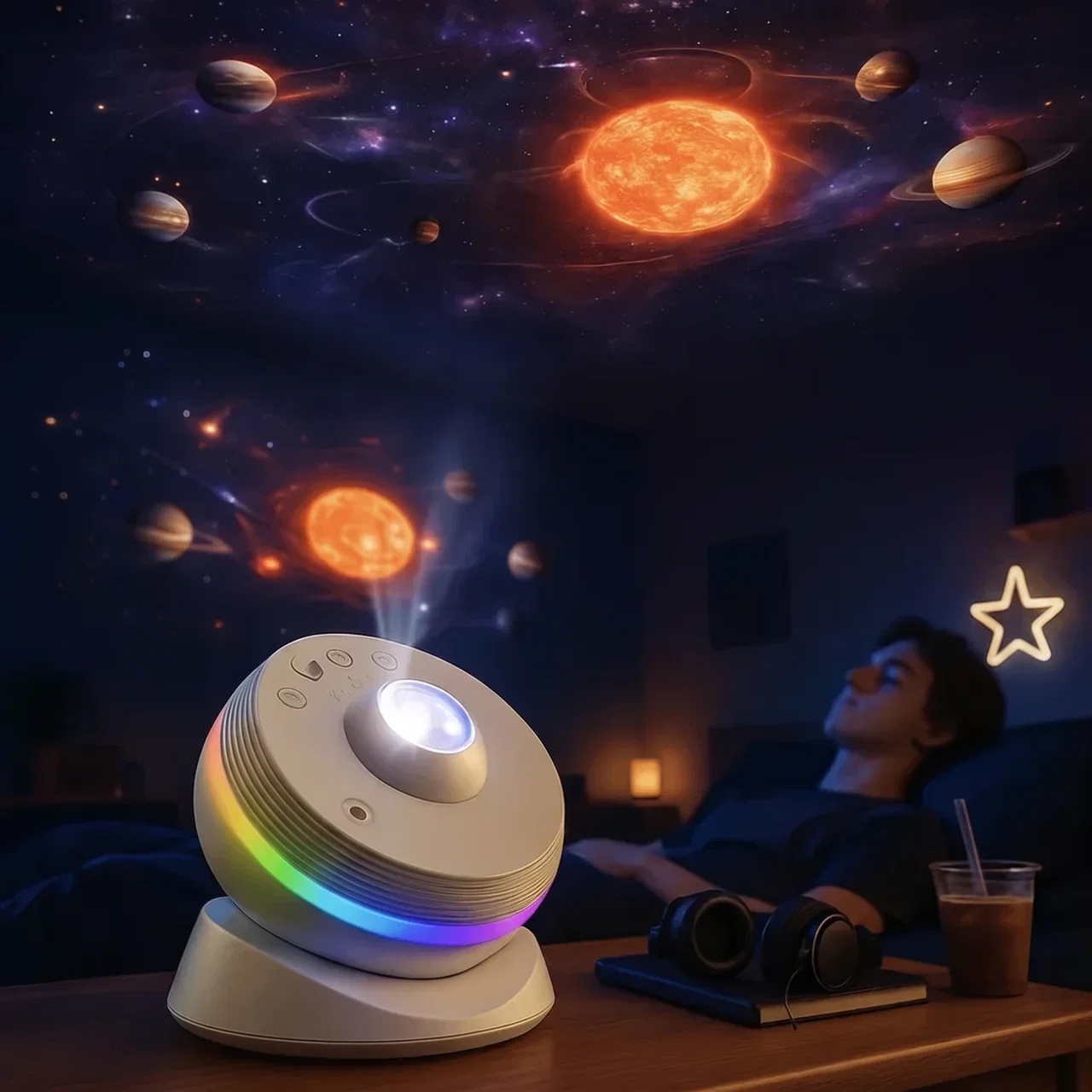 Galaxy Projector | 360 Degree Rotation, Colour Light Ring