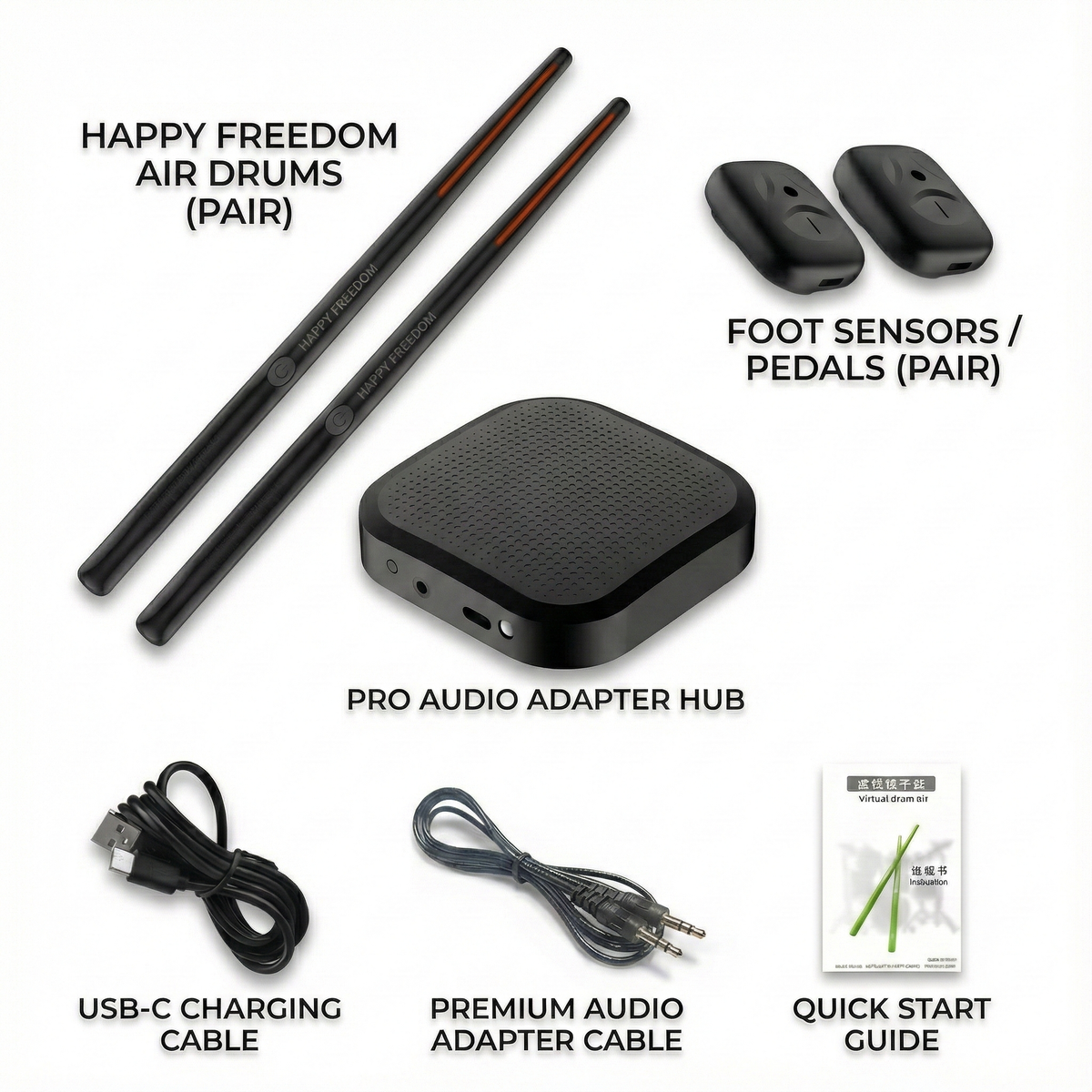 Electronic Air Drum Kit | Motion-Sensing Drumsticks & Foot Pedals | Rechargeable Battery for Silent Practice Anywhere 4