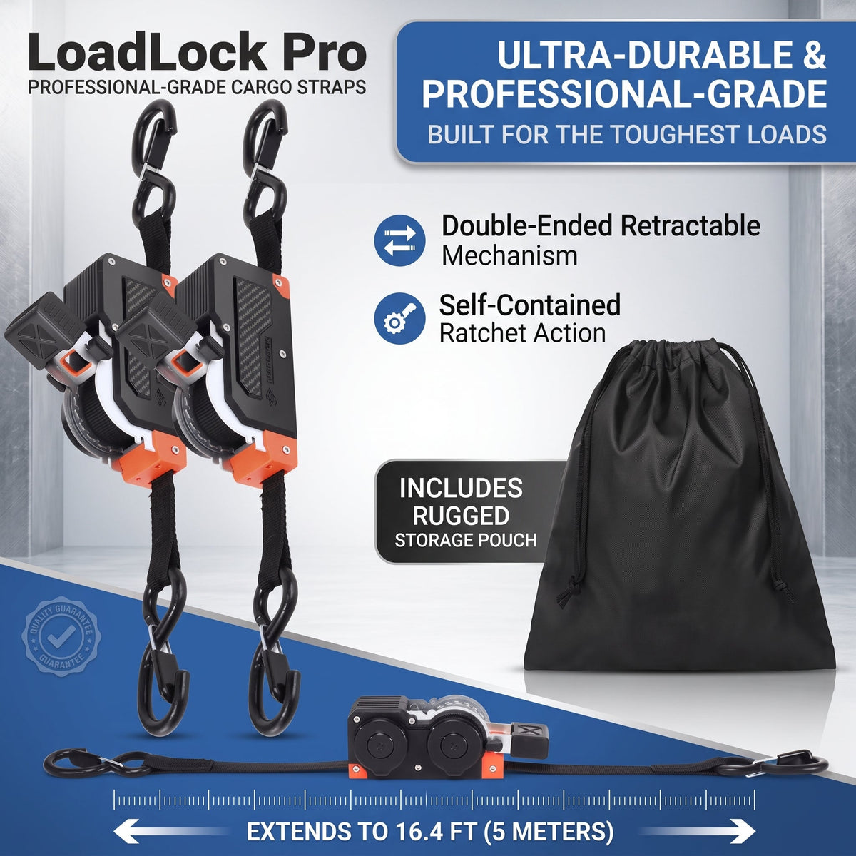 Ratchet Straps Polyester Webbing | 1,500 lb Load Capacity | One-Person Ratchet, UV & Abrasion Resistant Soft Loops 1