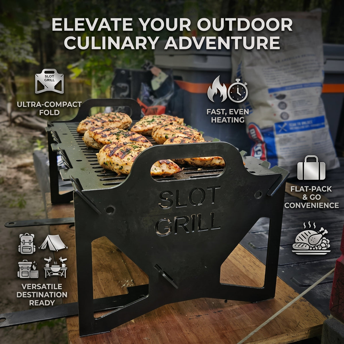 Foldable BBQ Grill Stainless Steel Grate | Portable Design for Tailgate, Camping & Apartments | Fast Preheat & Easy Cleanup 3