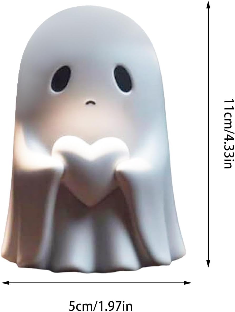 Ghost figurine with heart, size dimensions