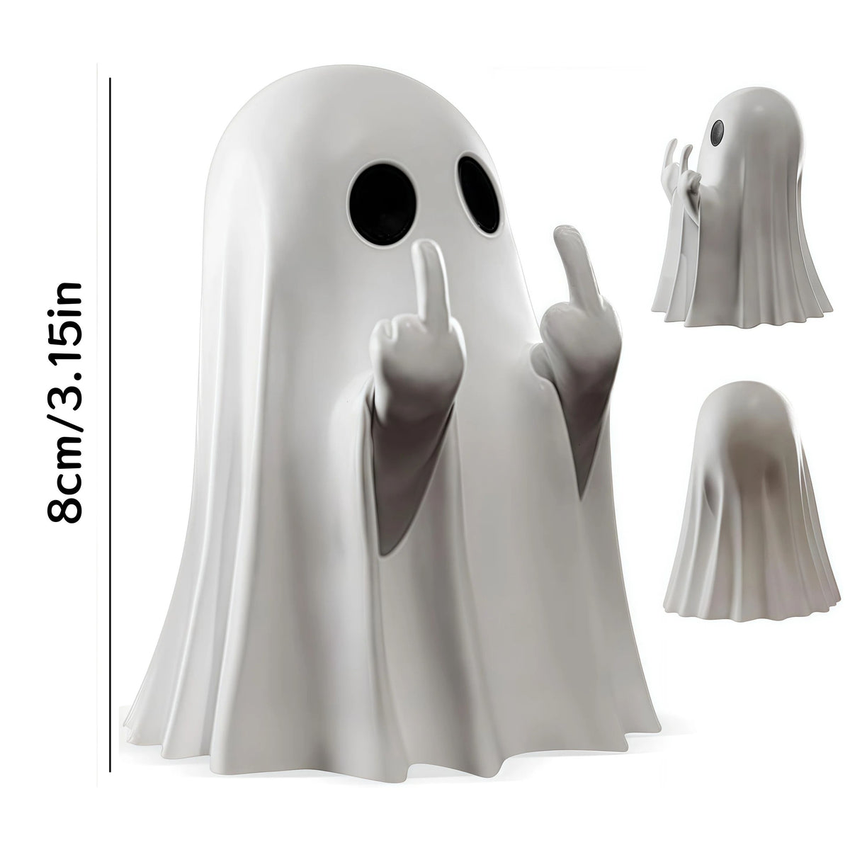 Ghost Statue Resin Figure | Playful Halloween Tabletop Decor | Compact Design for Shelves, Desks and Coffee Tables