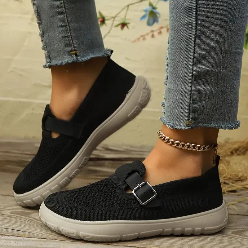 Gina | Slip-On Sneakers – Breathable Knitted Mesh With Stylish Strap