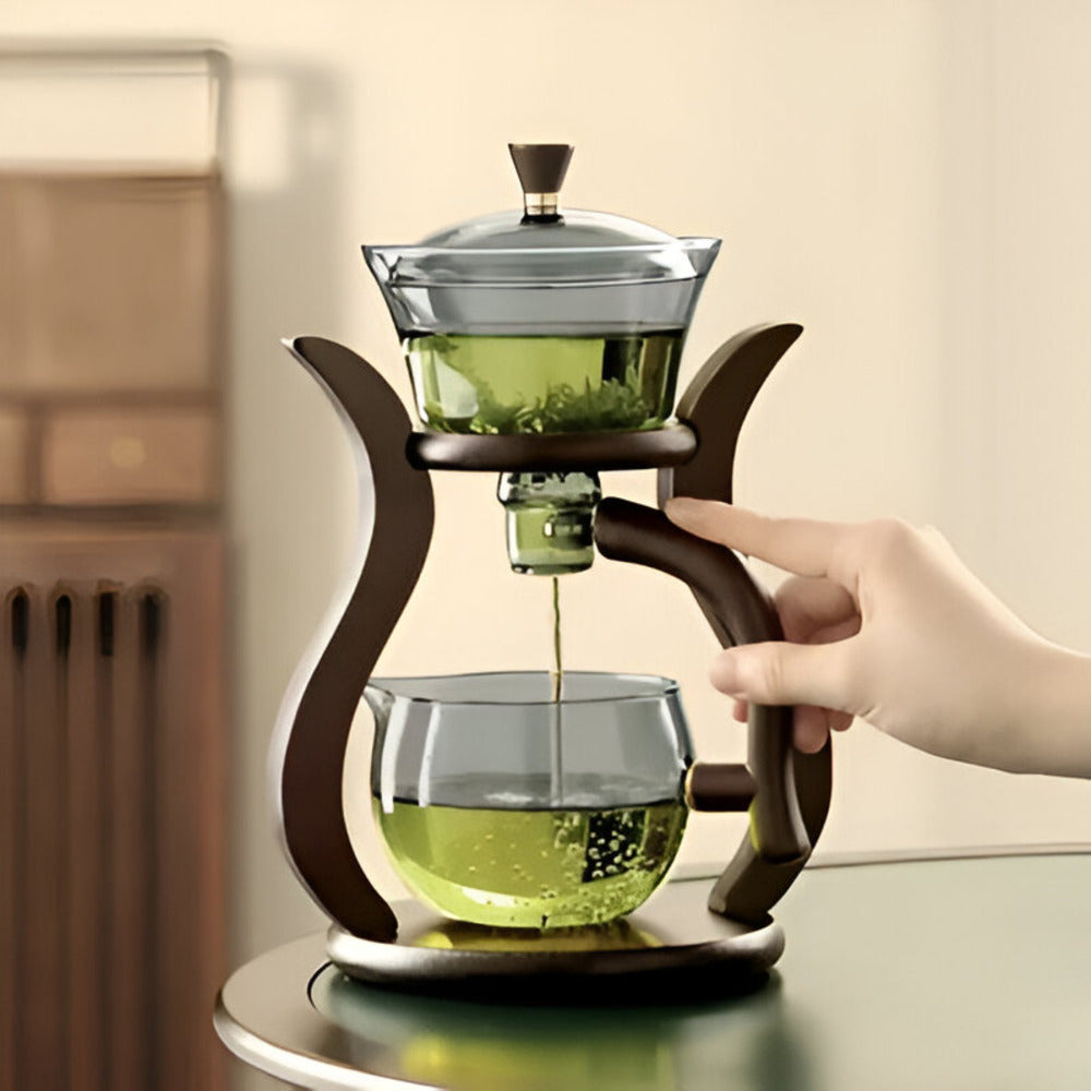 Glass Tea Drip Brewer with Wooden Stand and Magnetic Spout 1