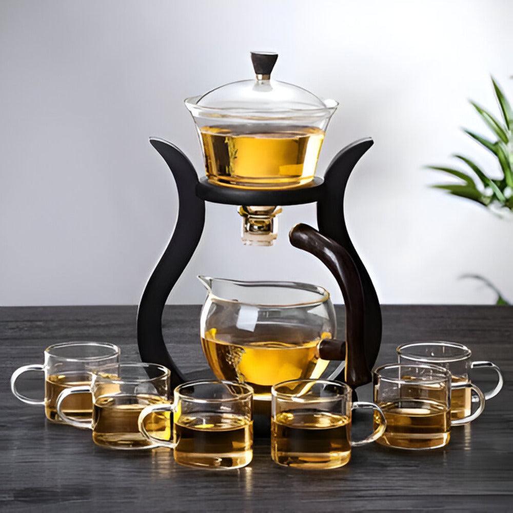 Glass Tea Drip Brewer with Wooden Stand and Magnetic Spout 2