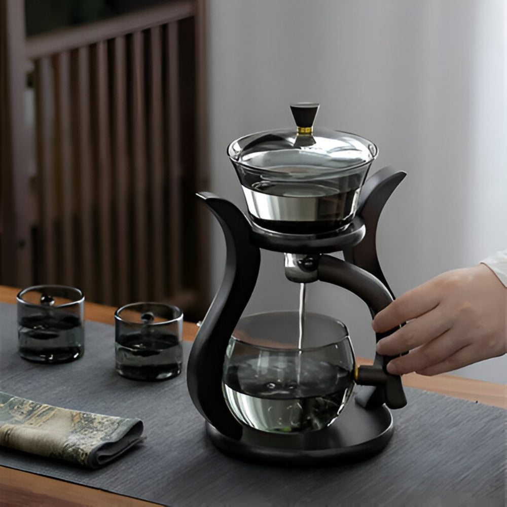 Glass Tea Drip Brewer with Wooden Stand and Magnetic Spout 3