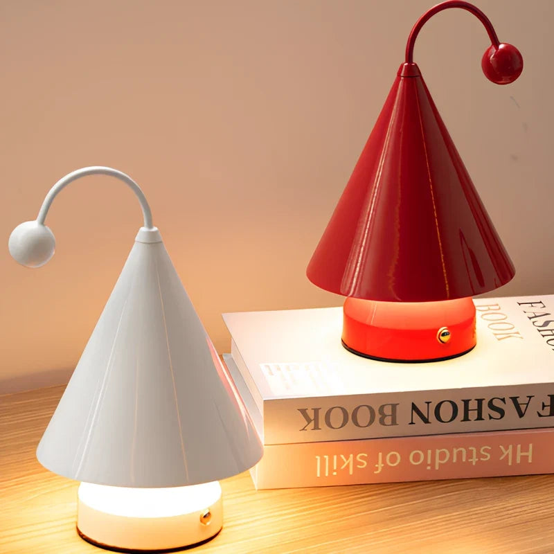 Cordless Cone Table Lamp, Iron & Acrylic, 20 x 12.5 x 12.5 cm | 3 Colours, Stepless Dimming | Rechargeable, Up to 6 Hours 6