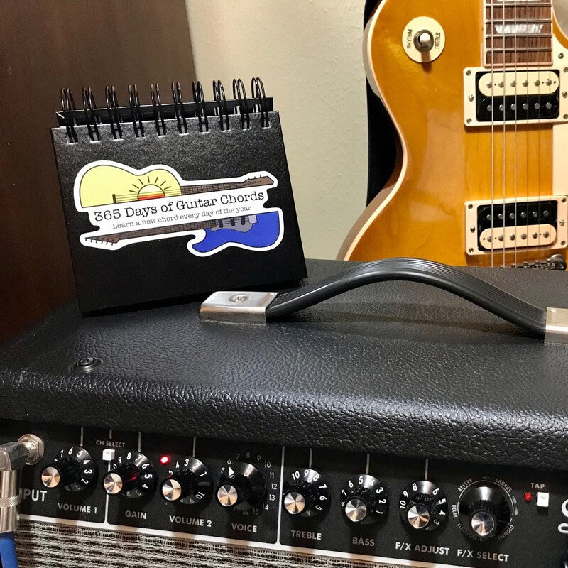 Guitar Chord Desk Calendar | 365 Page-a-Day Format, Undated for Any Year | Learn a New Chord Daily with Guitarist Birthdays
