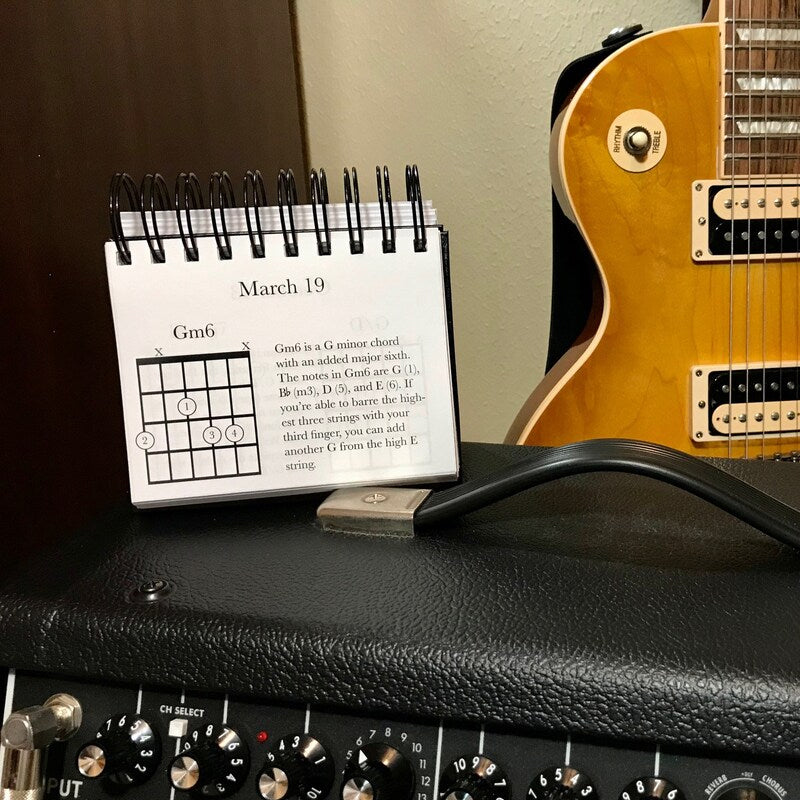 Guitar Chord Desk Calendar | 365 Page-a-Day Format, Undated for Any Year | Learn a New Chord Daily with Guitarist Birthdays
