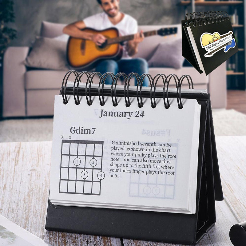 Guitar Chord Desk Calendar | 365 Page-a-Day Format, Undated for Any Year | Learn a New Chord Daily with Guitarist Birthdays