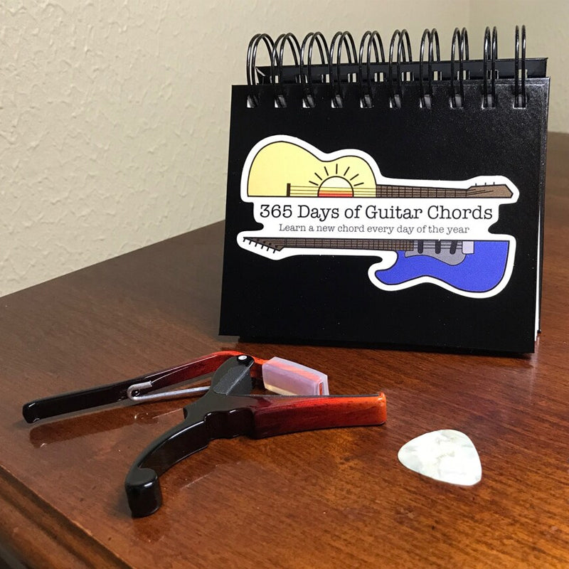 Guitar Chord Desk Calendar | 365 Page-a-Day Format, Undated for Any Year | Learn a New Chord Daily with Guitarist Birthdays