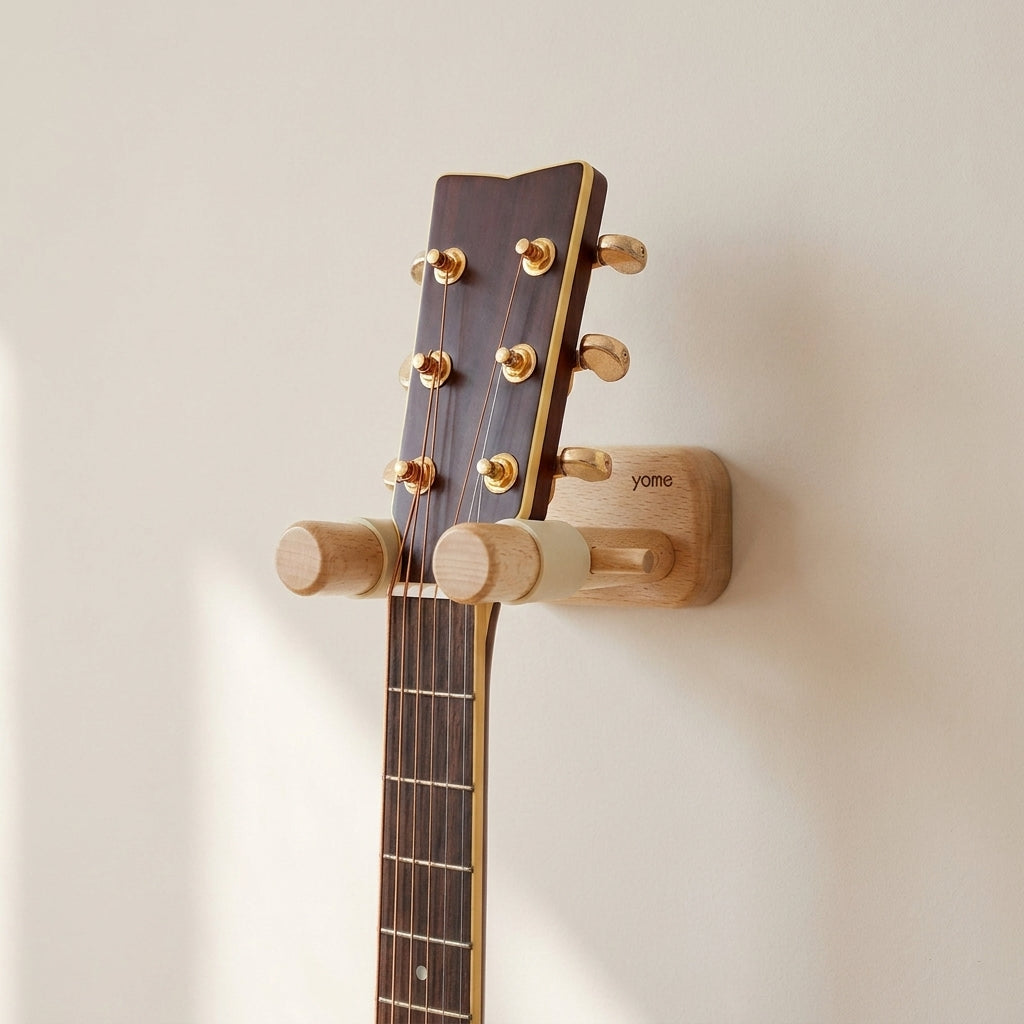Guitar Wall Hanger | Two Padded Pegs On A Compact Plate