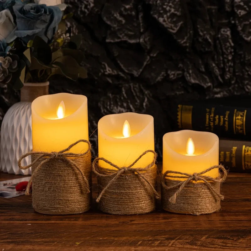 Flameless LED Block Candles ABS 5-Piece Set, 10-20 cm | Realistic Flicker Effect | Battery-Powered, No Open Flame 10