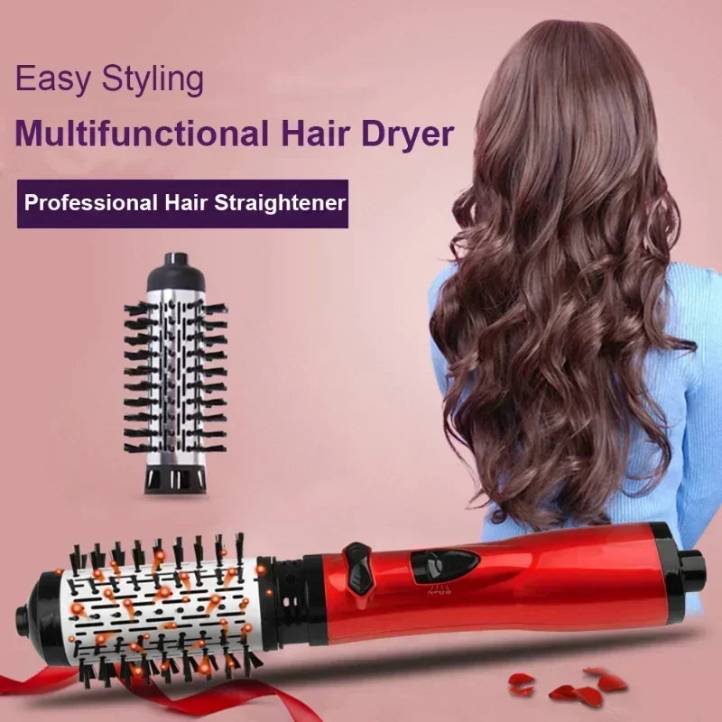 Hair Styler Brush | Rotating Hot Air Blow Dry Brush with 2 Barrels