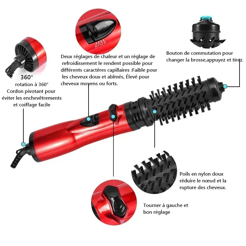 Hair Styler Brush | Rotating Hot Air Blow Dry Brush with 2 Barrels