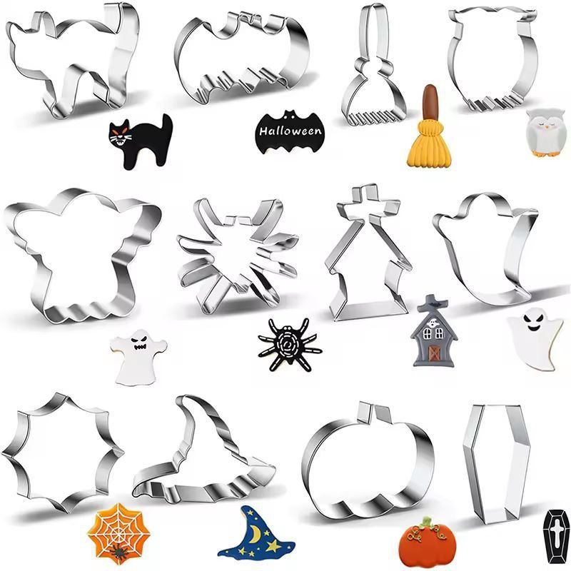 Halloween Cookie Cutter Set | 12-Piece Bat, Ghost & Pumpkin Shapes | Food-Grade Stainless Steel, Rust-Resistant & Reusable
