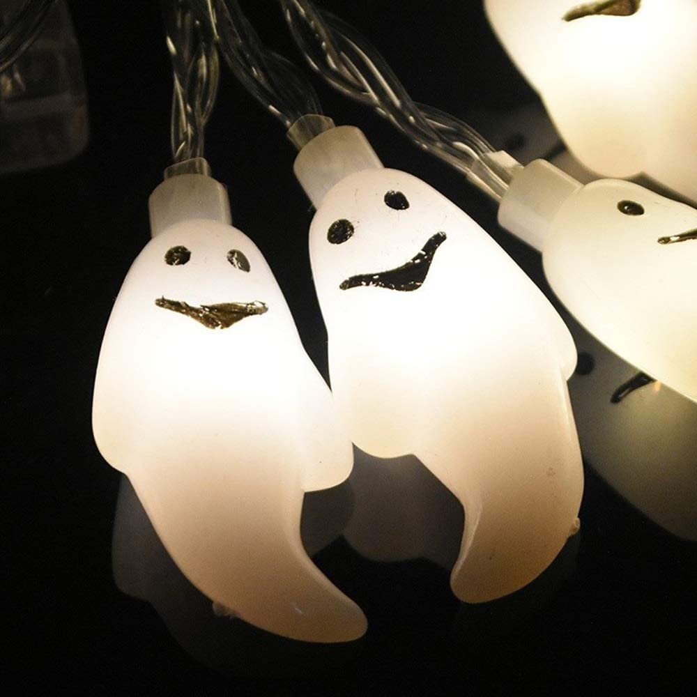 Halloween Ghost String Lights LED | Mini Ghost Shaped Bulbs for Spooky Décor | Weather Resistant Indoor Outdoor Use