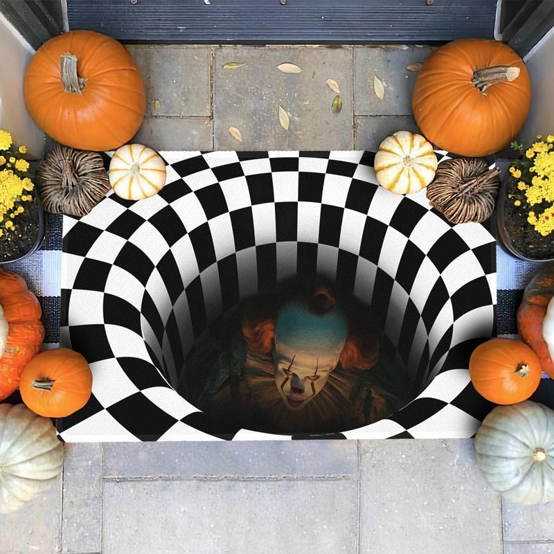 Halloween Optical Illusion Doormat | Non-Slip Polyester Felt Cover | UV-Resistant Indoor and Outdoor Entrance Mat