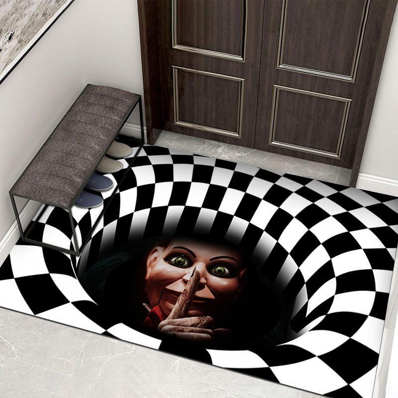Halloween Optical Illusion Doormat | Non-Slip Polyester Felt Cover | UV-Resistant Indoor and Outdoor Entrance Mat