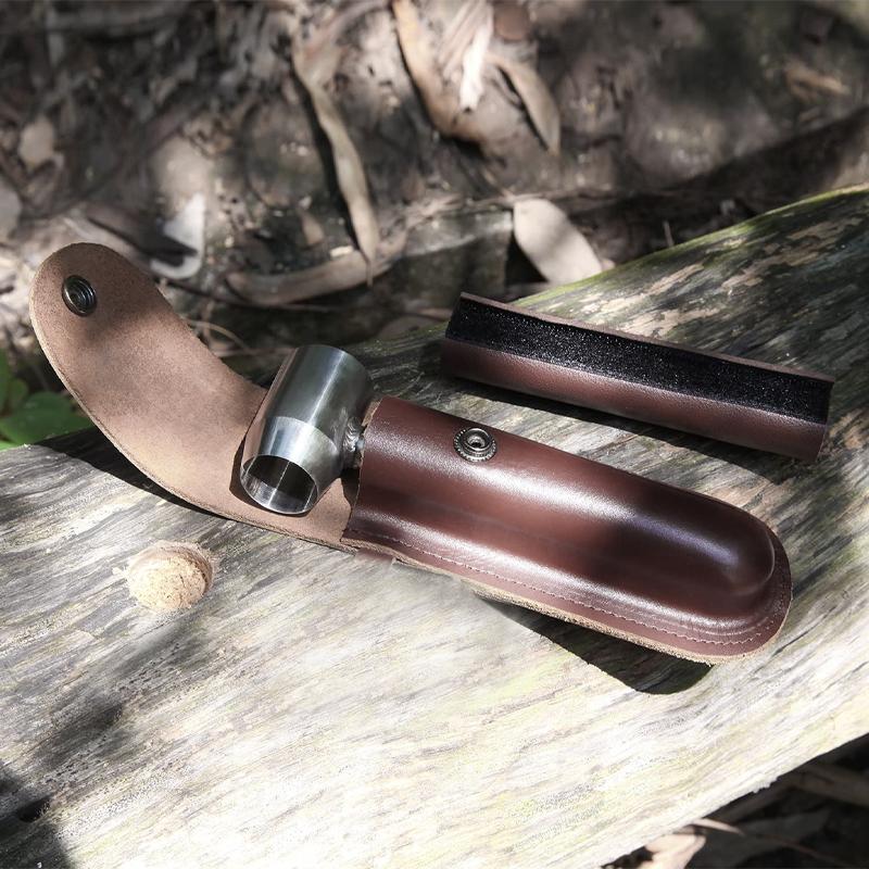 Hand Auger Wrench Carbon Steel | 1 Inch Wood Auger Drill Bit with Peg Maker | Leather Sheath Included for Bushcraft Camping